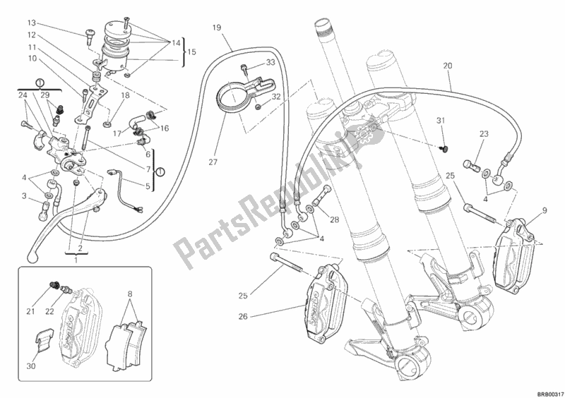 Todas as partes de Sistema De Freio Dianteiro do Ducati Superbike 848 EVO 2012